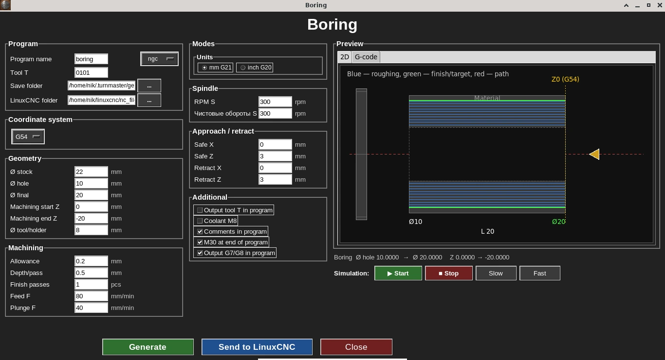 Boring cycle form